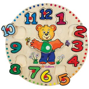 Drevené didaktické puzzle hodiny Teaching Clock Eichhorn 12 vkladacích čísiel od 24 mes