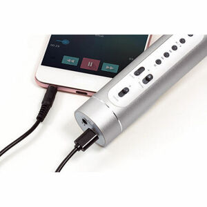 TEDDIES Mikrofón karaoke Bluetooth strieborný na batérie s USB káblom