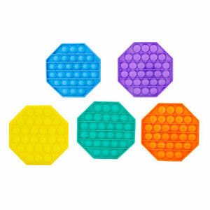 Teddies Bubble pops - Praskajúce bubliny silikón antistresová spol. hra 5 farieb osemhran 12x12cm v