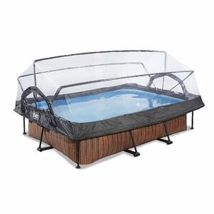 EXIT Drevený bazén 300x200x65cm s filtračnou pumpou a kopulou - hnedý