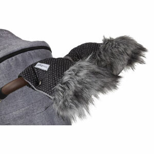 Little Angel rukavice na kočiar DeLuxe čierna/strieborný prešiv/sivá