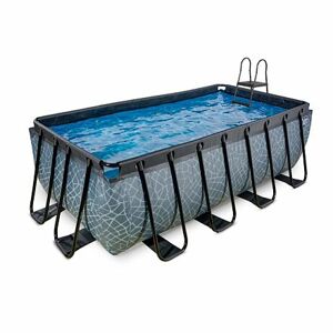 EXIT Frame Pool 4x2x1.22m (12v Sand filter) - Stone Grey