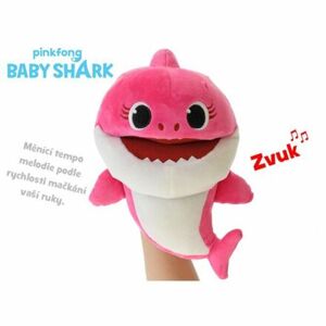 Baby Shark plyšový maňuška 23cm ružový na batérie s voliteľnou rýchlosťou hlasu 12m + v sáčku