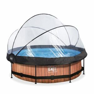 EXIT Frame Pool o 300x76cm (12v Cartridge filter) - Timber Style + Dome