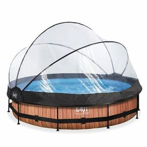 EXIT Frame Pool o 360x76cm (12v Cartridge filter) - Timber Style + Dome