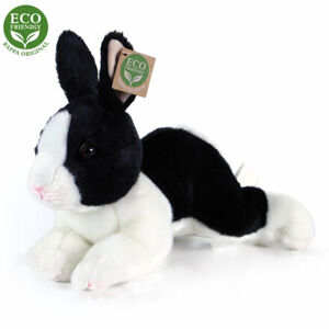 Rappa Plyšový králik bielo-čierny ležiaci, 23 cm, ECO-FRIENDLY