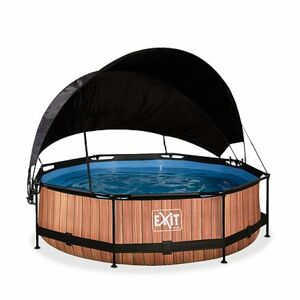 EXIT Frame Pool o 300x76cm (12v Cartridge filter) - Timber Style + Canopy
