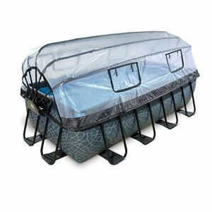 EXIT Frame Pool 4x2x1m (12v Sand filter) - Stone Grey + Dome