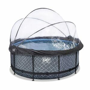 EXIT Frame Pool o 360x122cm (12v Sand filter) - Stone Grey + Dome