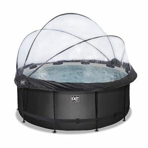 EXIT Frame Pool o 360x122cm (12v Sand filter) - Black-Leather Style + Dome