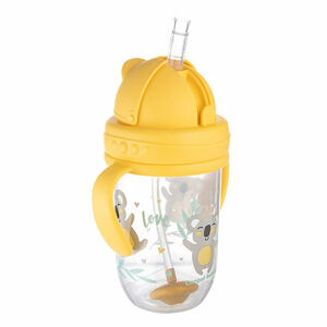Canpol babies Nevylievací hrnček so slamkou a závažím EXOTIC ANIMALS 270ml žltý