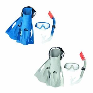 Šnorchlovací set - plutvy, okuliare, šnorchel (sivý/modrý)
