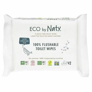 ECO vlhčené splachovateľné obrúsky s funkciou toaletného papiera Naty bez vône (42 ks)