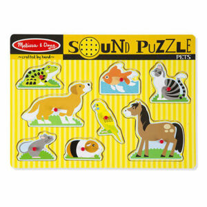 Drevené puzzle sa zvuky - domáce zvieratá