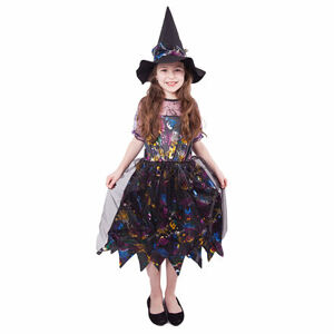 Rappa Detský kostým čarodejnice farebná/Halloween (M)