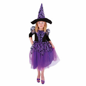 Rappa Detský kostým čarodejnice fialová čarodejnica / Halloween (S)