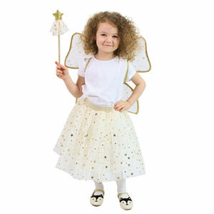 Rappa Detský kostým tutu sukne zlatá víla s paličkou a krídlami e-obal