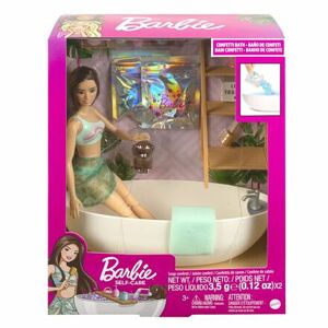 Mattel Barbie BÁBIKA A KÚPEĽ S MYDLOVÝMI KONFETAMI BRUNETKA