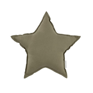 Mini ľanový vankúš hviezda olivová 36 cm