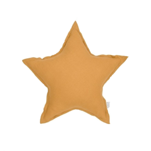 Mini ľanový vankúš hviezda karamelový 36 cm