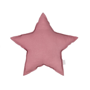 Mini ľanový vankúš hviezda tmavo ružová 36 cm
