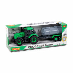 Traktor "Progres" s prívesom cisternou, na zotrvačník, zelený