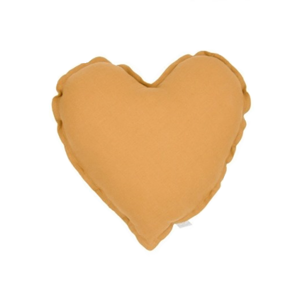 Mini ľanový vankúš srdce karamel 28 cm