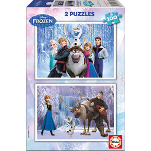 Puzzle pre deti Frozen - Ľadové kráľovstvo Educa 2x100 dielov 15767 farebné
