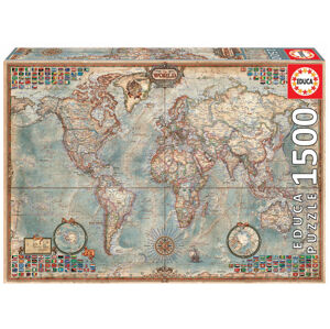 Educa Puzzle Politická mapa sveta 1 500 dielov 16005 farebné