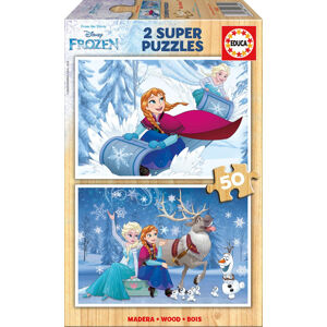 Drevené puzzle Frozen Educa 2x50 dielov 16802