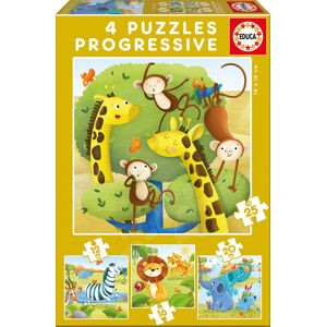 Educa detské puzzle Divoké Zvieratká progresívne 17147