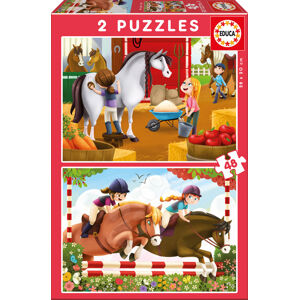 Educa detské puzzle Preteky koníkov 2x48 dielov 17150