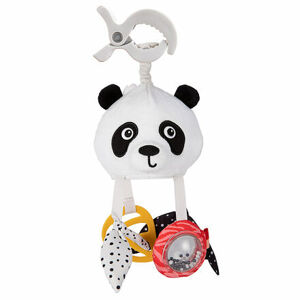 Senzorická závesná cestovná hračka PANDA s klipom BabiesBoo
