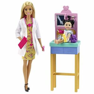 Mattel Barbie POVOLANIE HERNÝ SET S BÁBIKOU - DOKTORKA BLONDÝNKA V ŠATÁCH