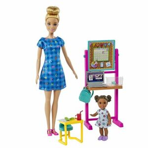 Mattel Barbie POVOLANIE HERNÝ SET S BÁBIKOU - UČITEĽKA V MODRÝCH ŠATÁCH