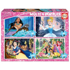 Educa detské puzzle Multi 4 Disney Princess 50-80-100-150 dielov 17637