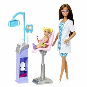 Mattel Barbie POVOLANIE HERNÝ SET S BÁBIKOU - ZUBÁRKA HNEDOVLÁSKA