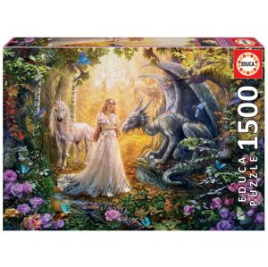 Educa puzzle Dragon, Princess and Unicorn 1500 dielov a fix lepidlo 17696
