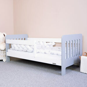 Detská posteľ so zábranou New Baby ERIK 140x70 cm bielo-šedá
