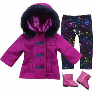Teamson Sophia's - Fialový kabát, legíny s hviezdičkami a ružové členkové topánky