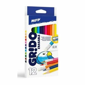 MFP Pastelky trojhranné gumovacie s strúhadlom, 12 farieb