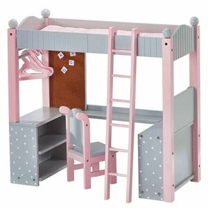 Teamson Olivia's Little World - bodkovaná loftová posteľ pre bábiky spojená so stolom