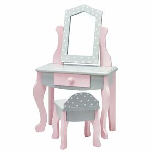 Teamson Olivia's Little World - šedý toaletný stolík pre bábiky s bodkami
