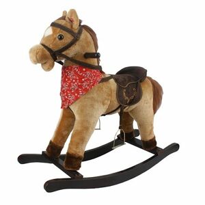 Mac Toys Hnedý hojdací kôň so šatkou, zvukom a hýbajúcou pusou