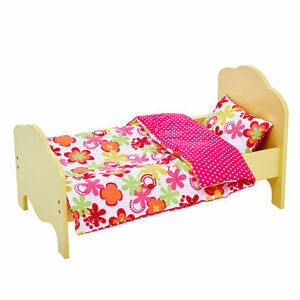 Teamson Olivia's Little World - Žltá posteľ a obojstranné obliečky s kvetinami
