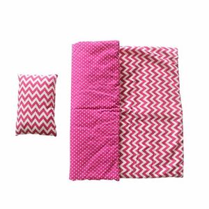 Teamson Olivia's Little World - Obojstranné obliečky na posteľ s pruhmi cik-cak/ružová s bodkami