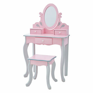 Teamson Fantasy Fields - ružovo šedý toaletný stolík s tromi šuplíkmi