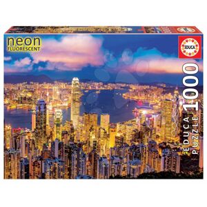 Neónové puzzle Hong Kong Skyline Educa 1000 dielov a Fix lepidlo od 11 rokov