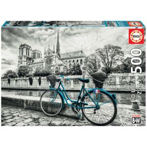 Puzzle Bike near Notre Dame Black&White Educa 500 dielov a Fix lepidlo od 11 rokov