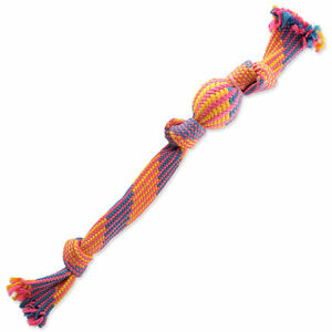 Preťahovadlo DOG FANTASY lopta farebné vzor č.2 - 3 knôty 50 cm
